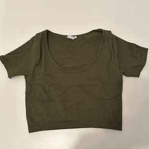 green zara crop top